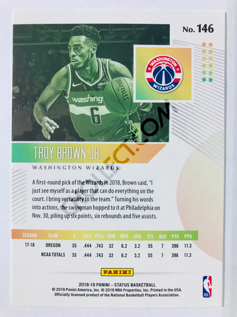 Troy Brown Jr. - Washington Wizards 2018-19 Panini Status Blue Parallel RC Rookie #146