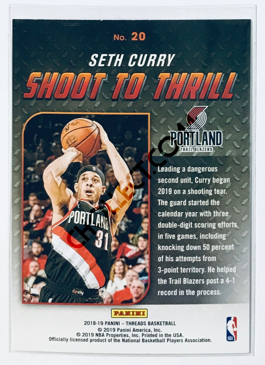 Seth Curry - Portland Trail Blazers 2018-19 Panini Threads Shoot To Thrill Insert Dazzle Parallel #20