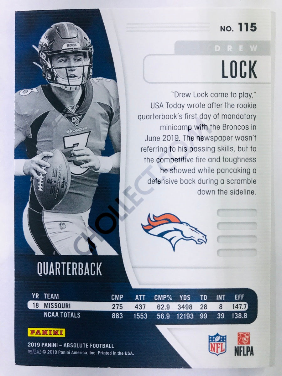 Drew Lock - Denver Broncos 2019-20 Panini Absolute RC Rookie #115