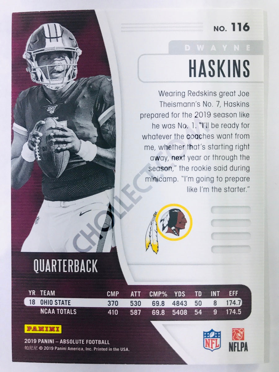 Dwayne Haskins - Washington Redskins 2019-20 Panini Absolute RC Rookie #116