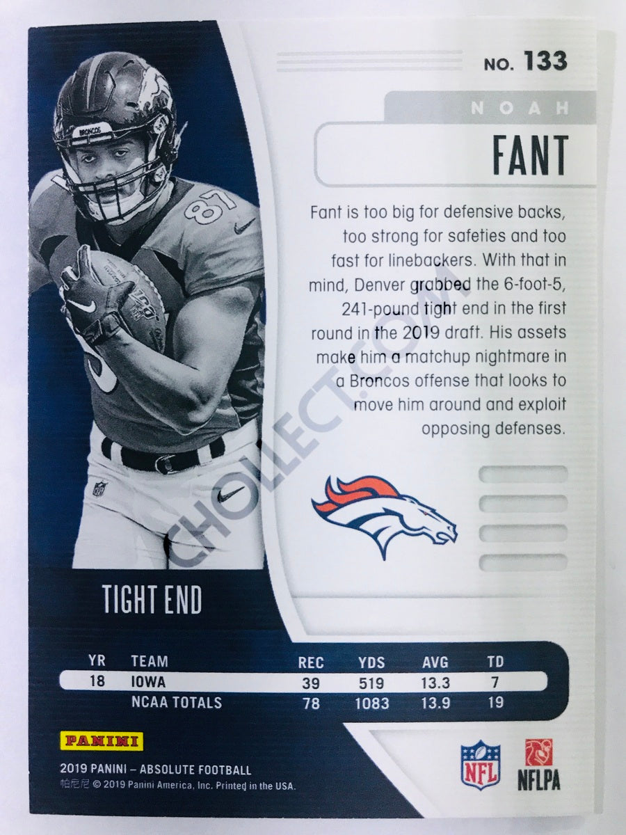 Noah Fant - Denver Broncos 2019-20 Panini Absolute RC Rookie #133