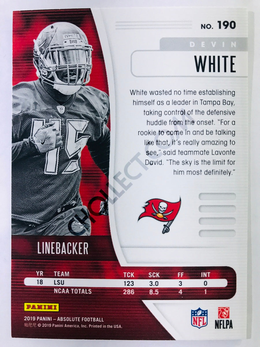 Devin White - Tampa Bay Buccaneers 2019-20 Panini Absolute RC Rookie #190