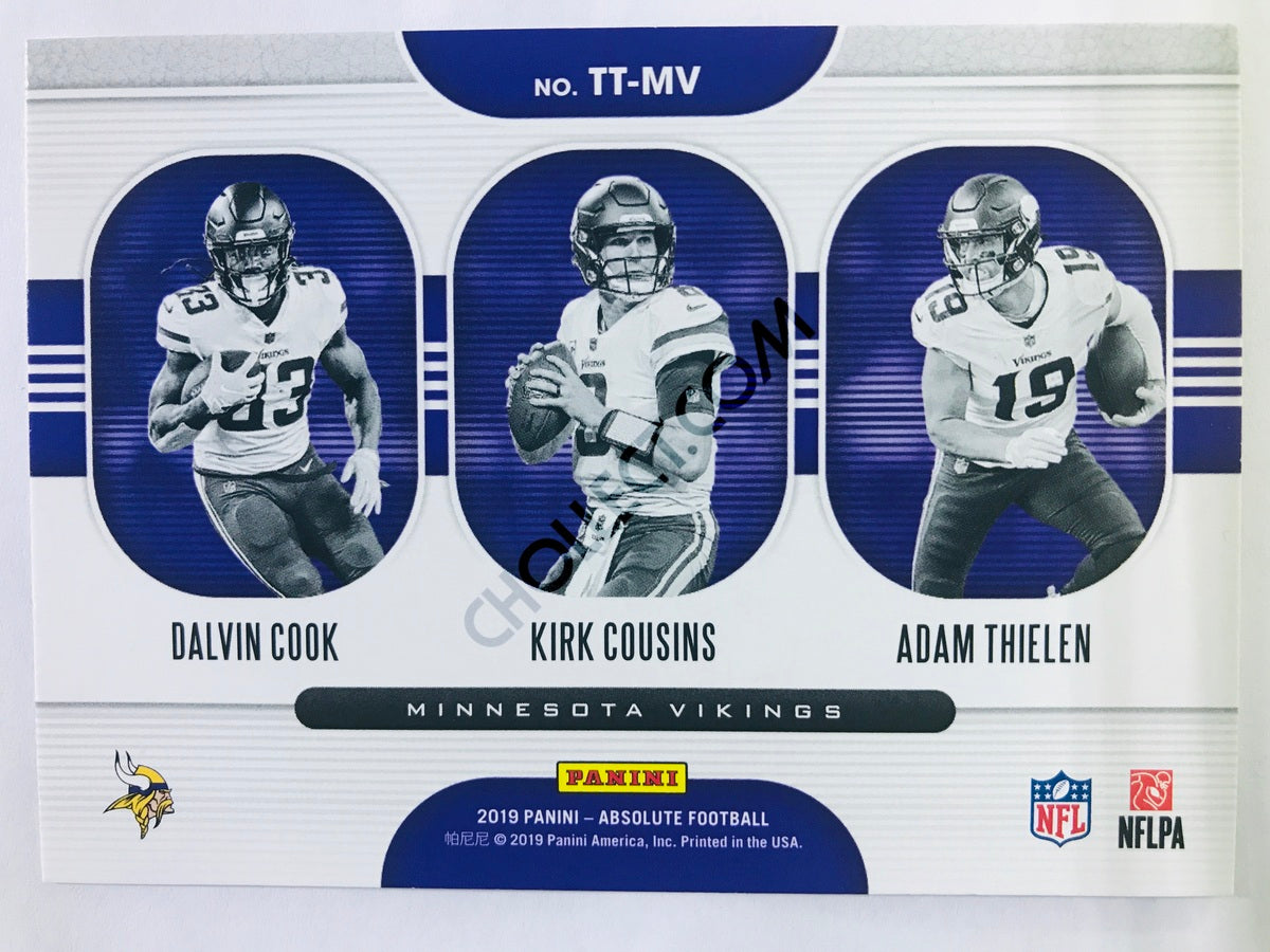 Adam Thielen/Dalvin Cook/Kirk Cousins - Minnesota Vikings 2019-20 Panini Absolute Team Trios Insert #14