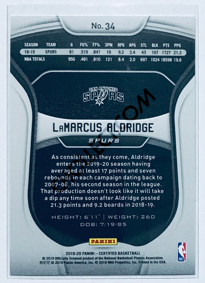 LaMarcus Aldridge - San Antonio Spurs 2019-20 Panini Certified #34