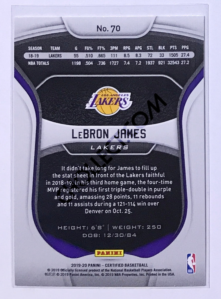 LeBron James - Los Angeles Lakers 2019-20 Panini Certified #70