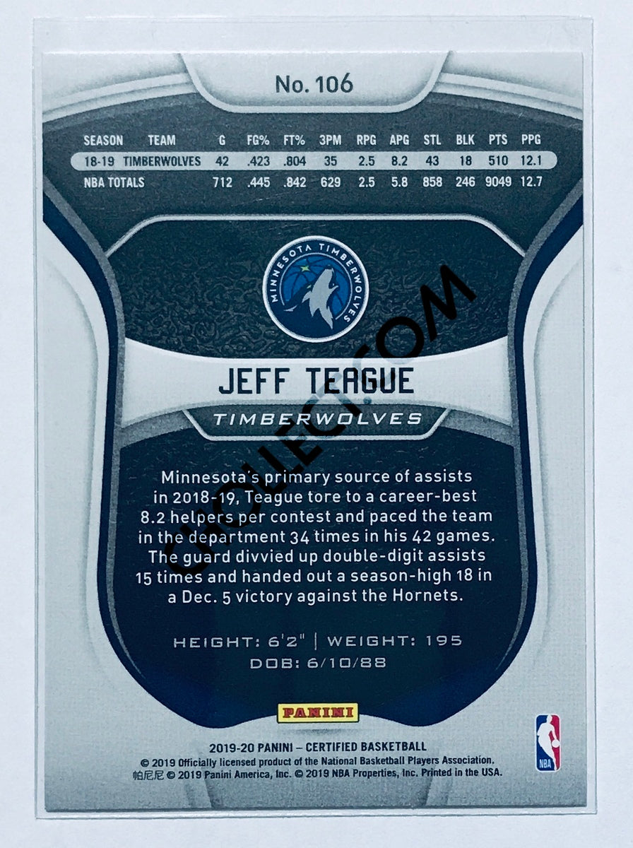 Jeff Teague - Minnesota Timberwolves 2019-20 Panini Certified #106