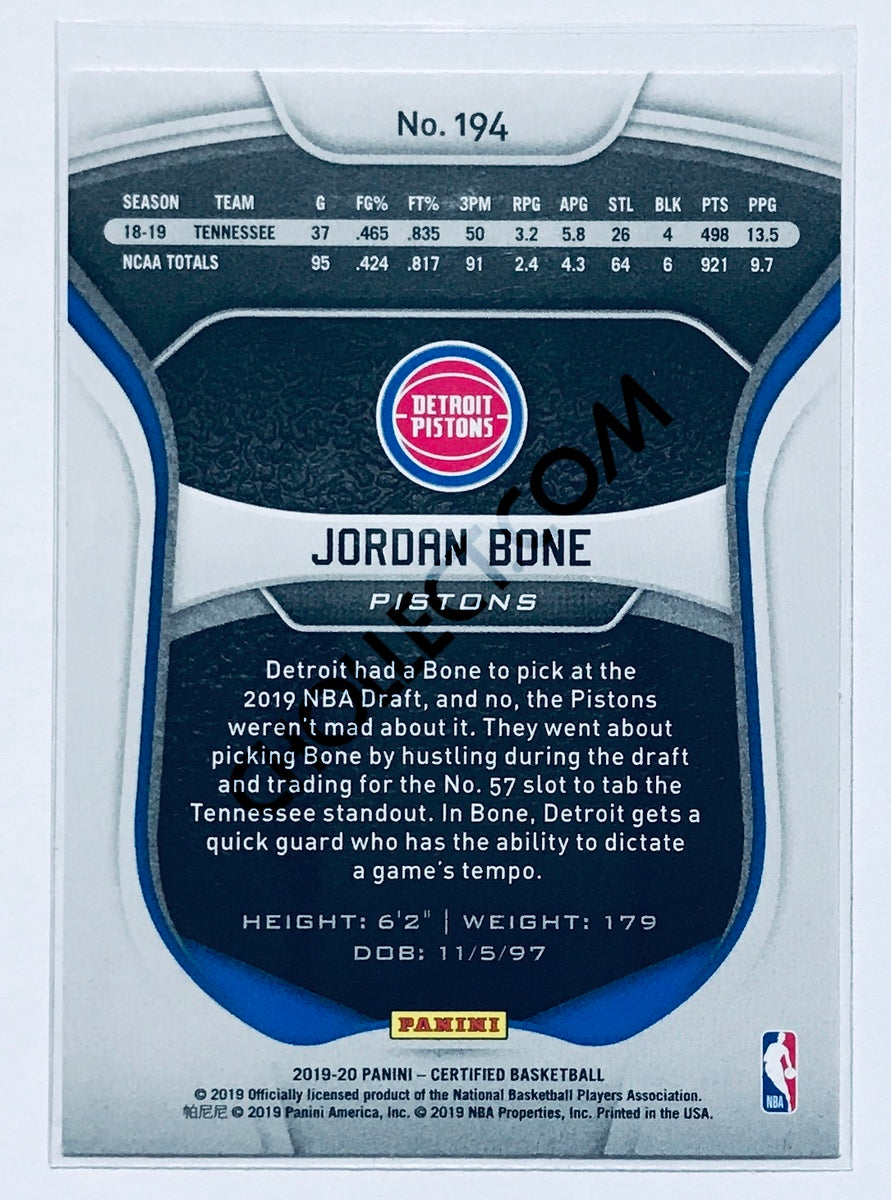 Jordan Bone - Detroit Pistons 2019-20 Panini Certified RC Rookie #194