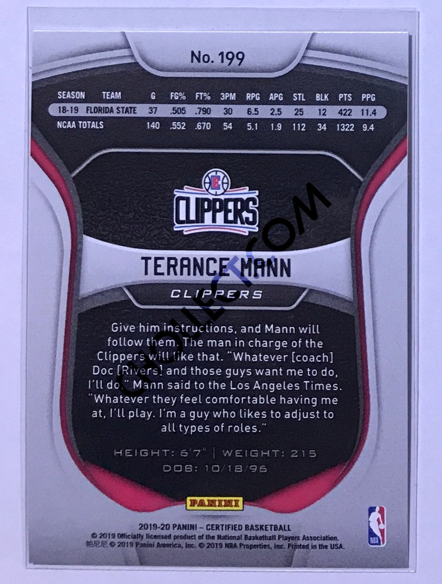 Terance Mann - Los Angeles Clippers 2019-20 Panini Certified Parallel Blue RC Rookie #199