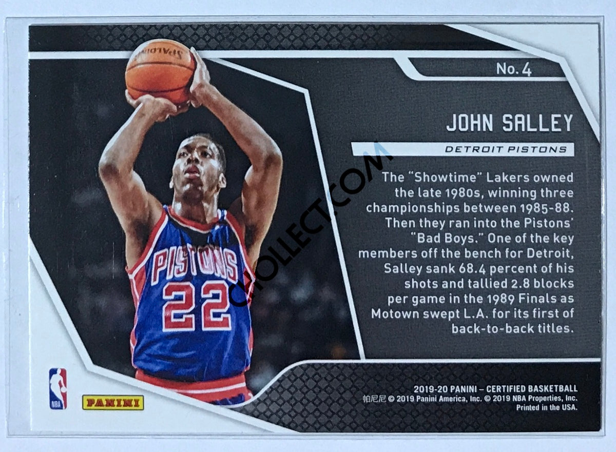 John Salley - Detroit Pistons 2019-20 Panini Certified Raise The Banner Insert #004