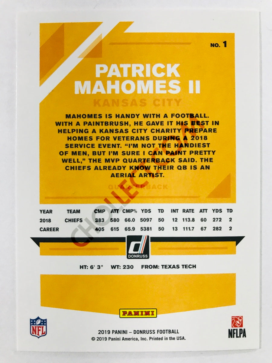 Patrick Mahomes II - Kansas City Chiefs 2019-20 Panini Donruss #1