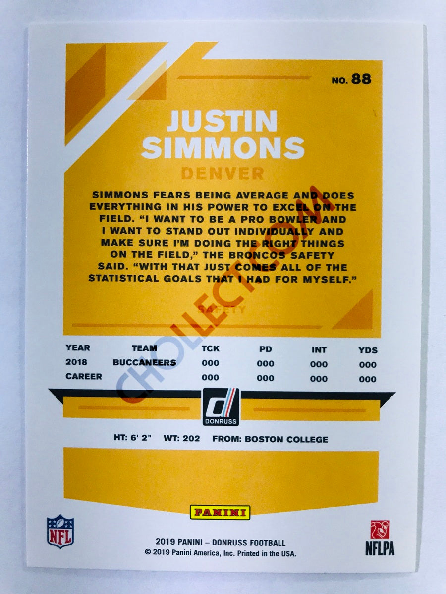 Justin Simmons - Denver Broncos 2019-20 Panini Donruss #88