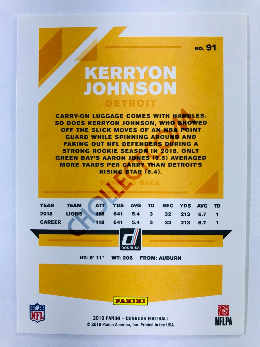 Kerryon Johnson - Detroit Lions 2019-20 Panini Donruss #91