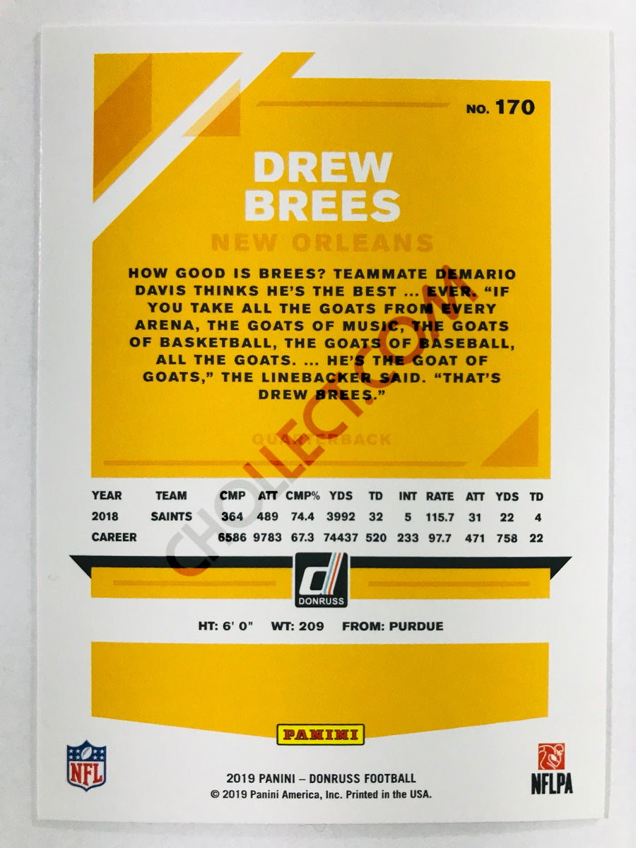 Drew Brees - New Orleans Saints 2019-20 Panini Donruss #170