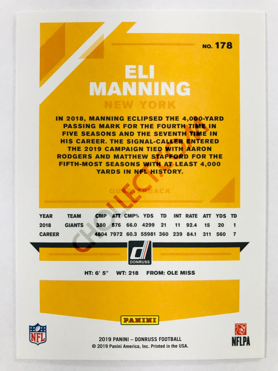 Eli Manning - New York Giants 2019-20 Panini Donruss #178