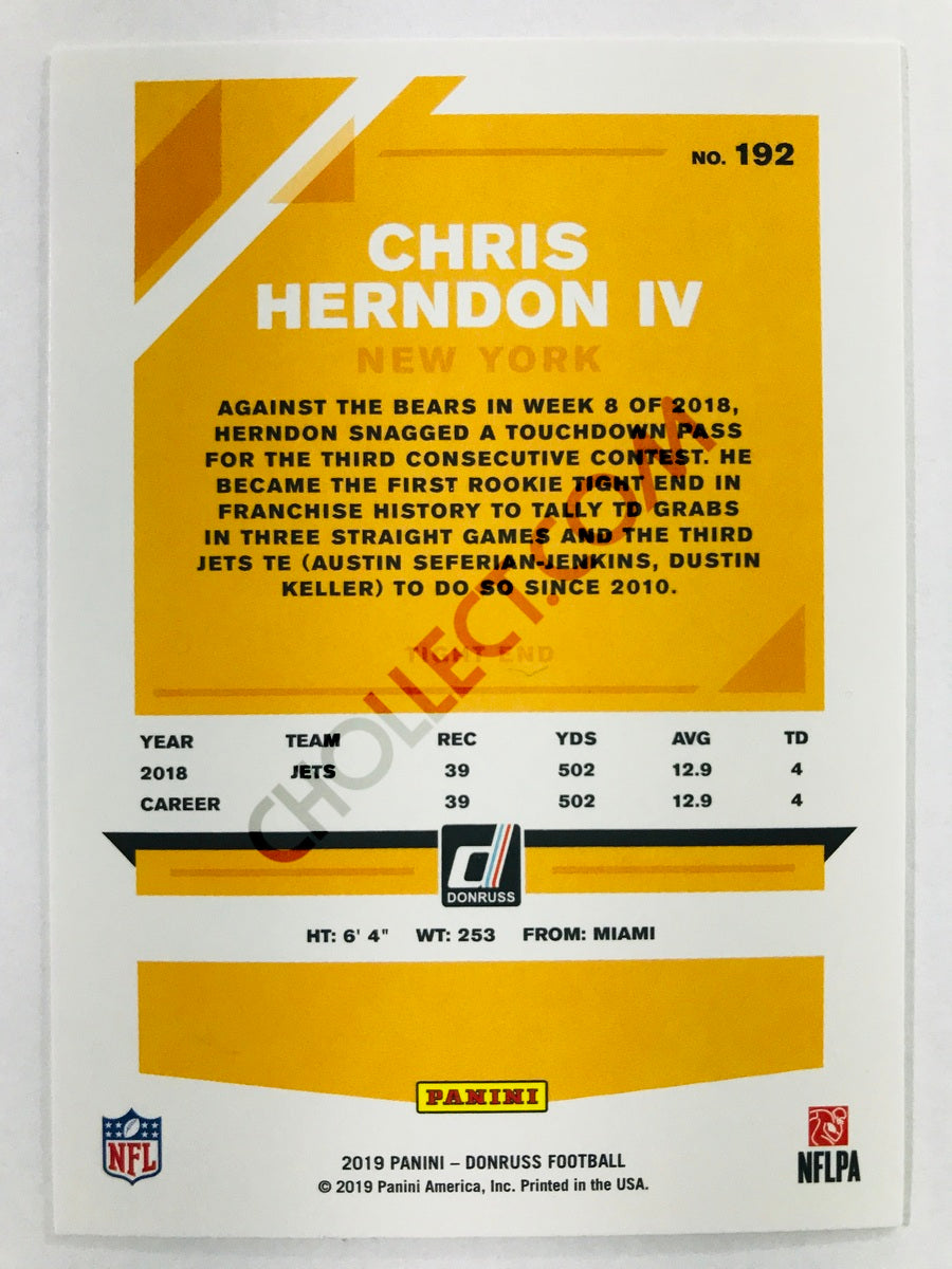 Chris Herndon IV - New York Jets 2019-20 Panini Donruss #192