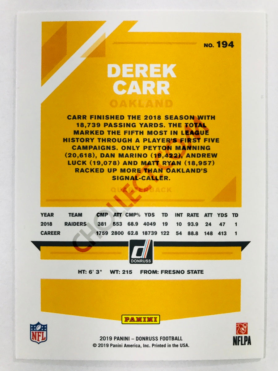 Derek Carr - Oakland Raiders 2019-20 Panini Donruss #194