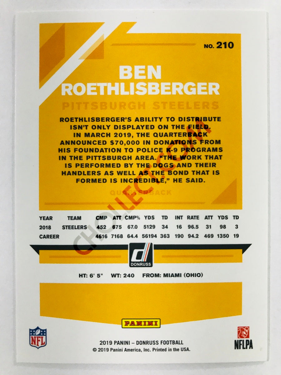 Ben Roethlisberger - Pittsburgh Steelers 2019-20 Panini Donruss #210