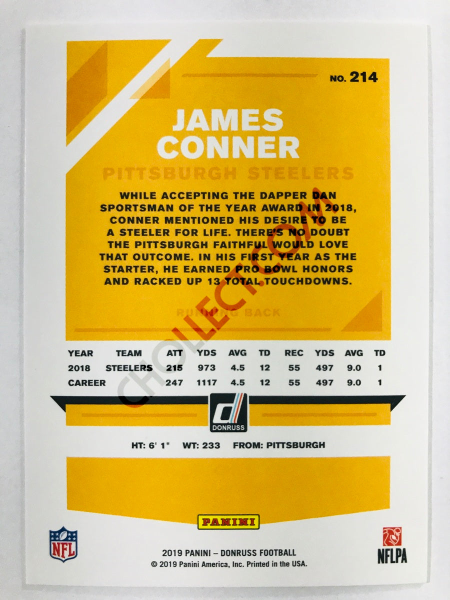 James Conner - Pittsburgh Steelers 2019-20 Panini Donruss #214