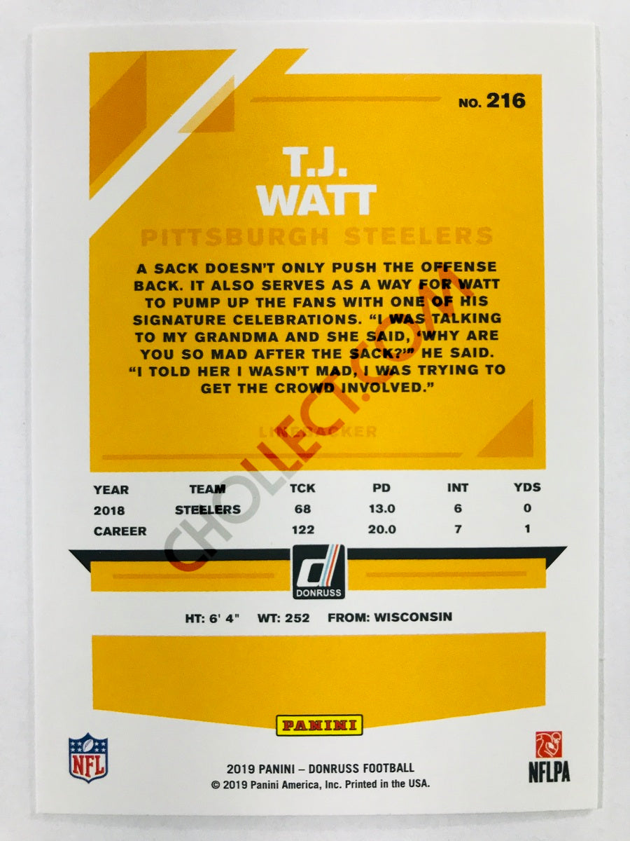 T.J. Watt - Pittsburgh Steelers 2019-20 Panini Donruss #216