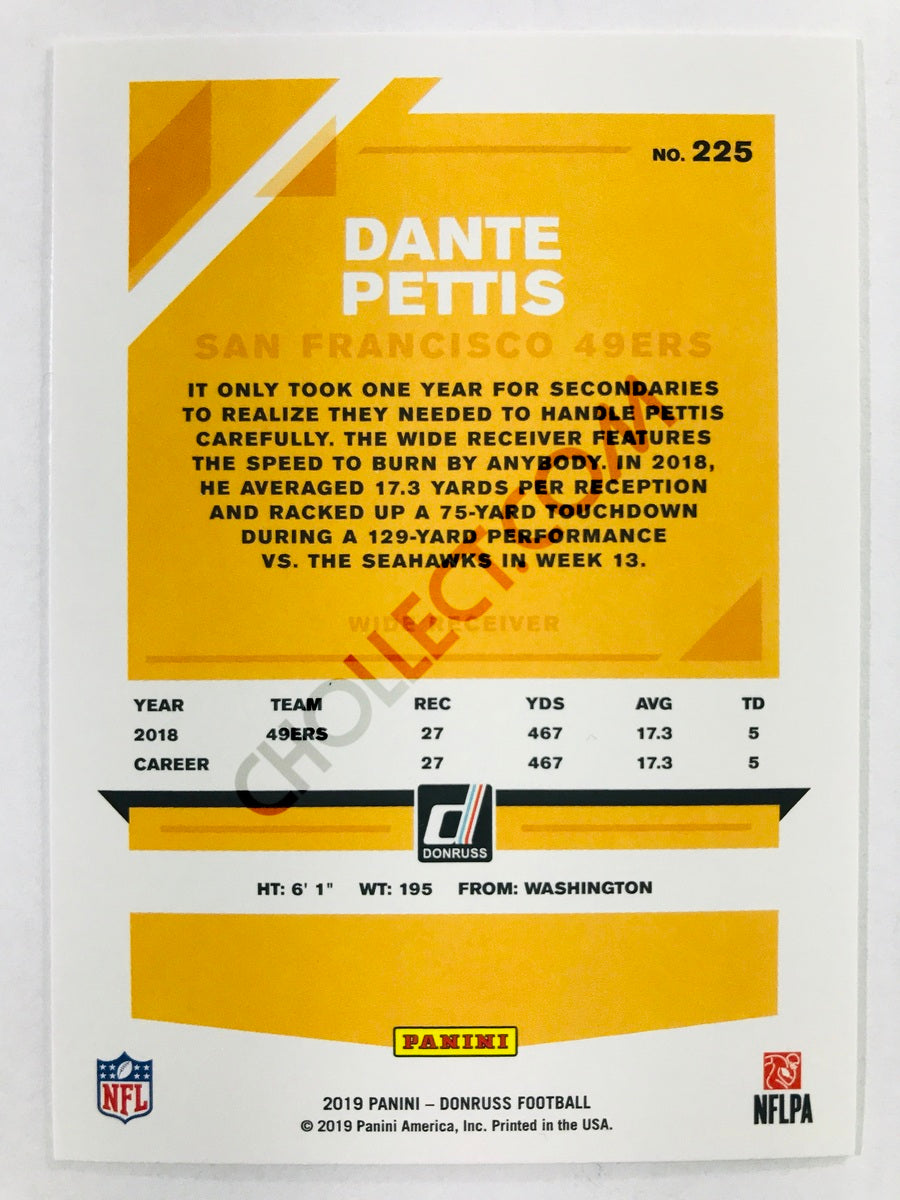 Dante Pettis - San Francisco 49ers 2019-20 Panini Donruss #225