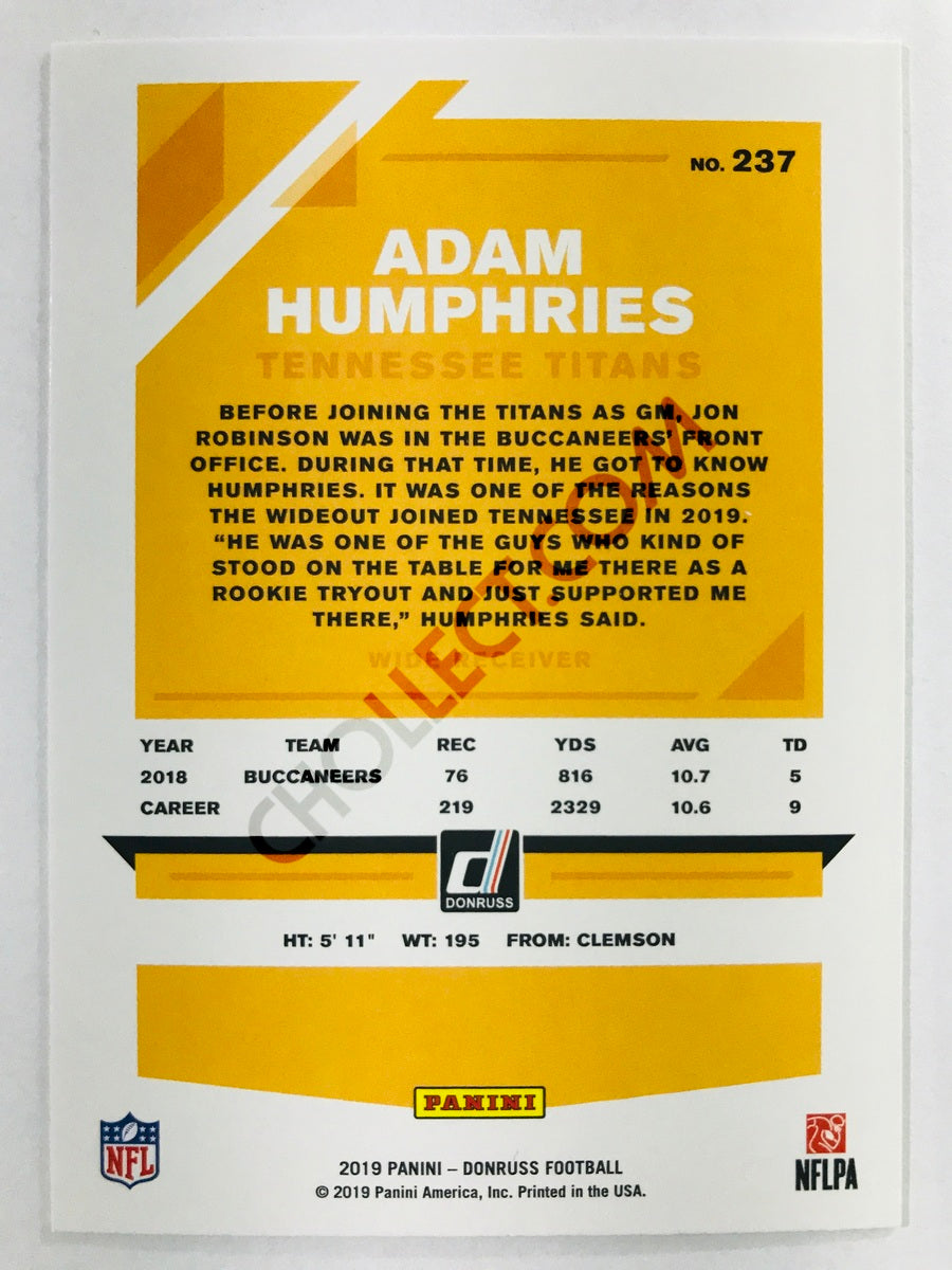 Adam Humphries - Tennessee Titans 2019-20 Panini Donruss #237