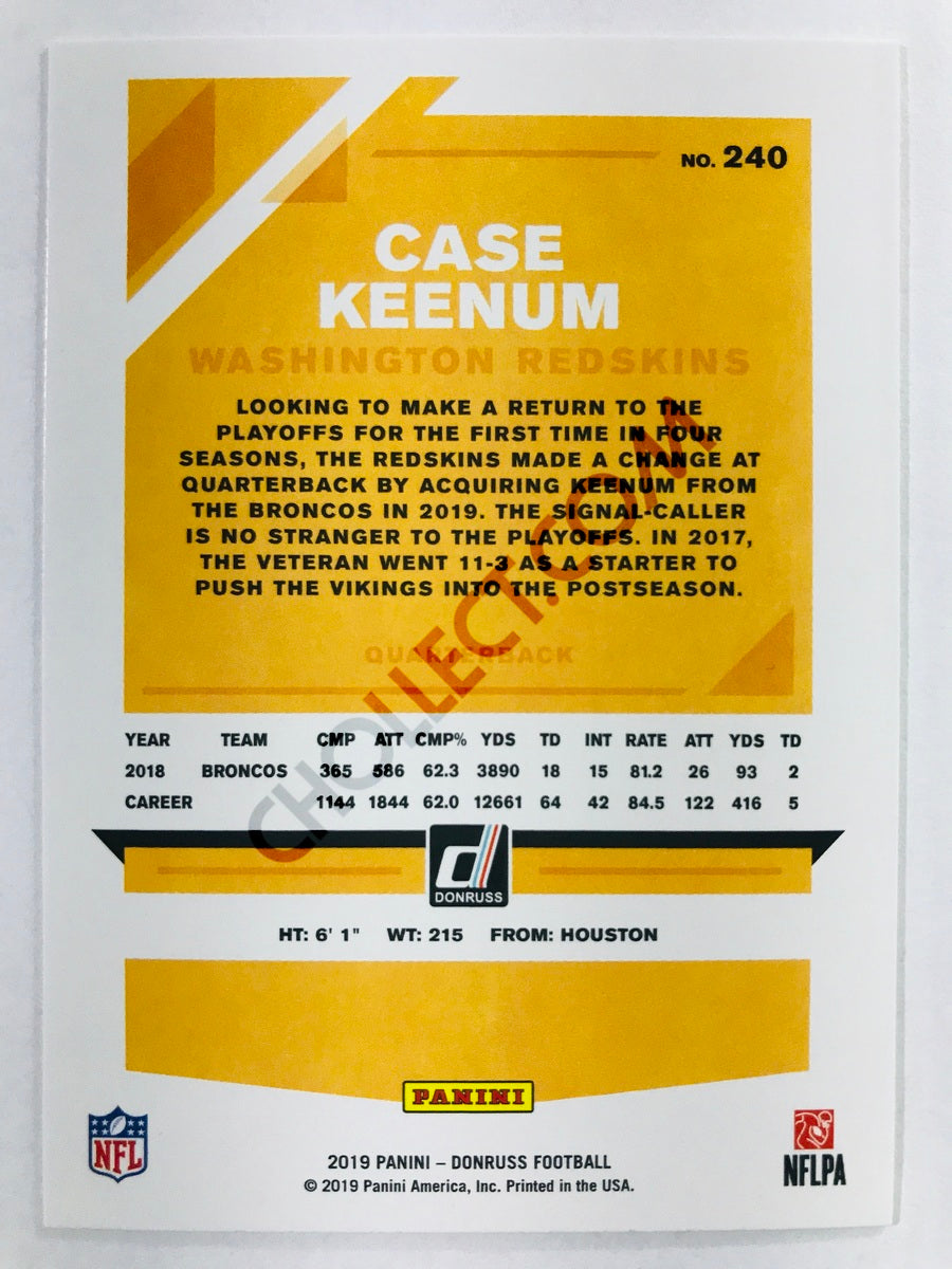 Case Keenum - Washington Redskins 2019-20 Panini Donruss #240