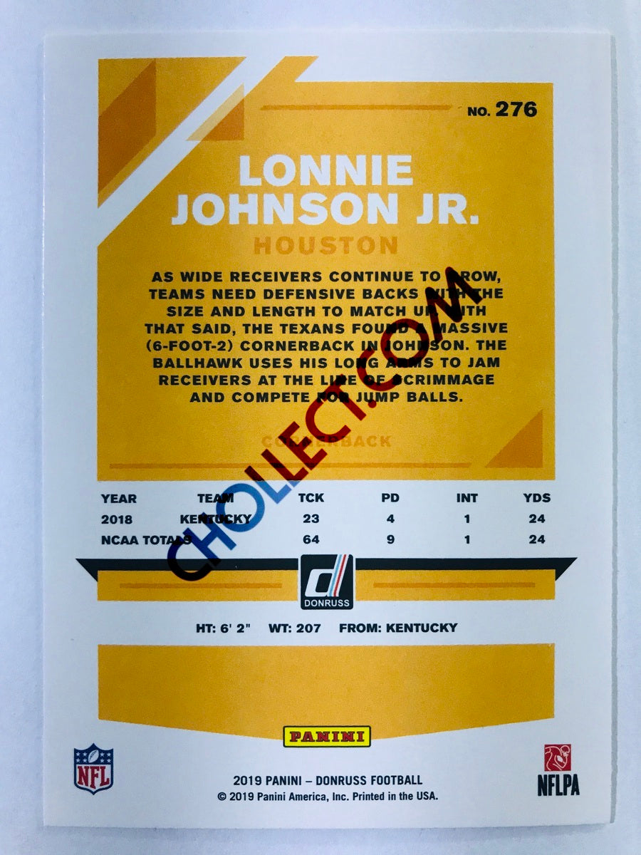 Lonnie Johnson Jr. - Houston Texans 2019-20 Panini Donruss RC Rookie #276