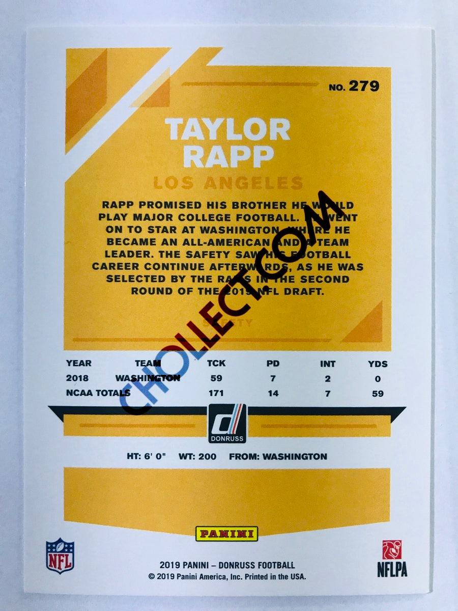 Taylor Rapp - Los Angeles Rams 2019-20 Panini Donruss RC Rookie #279