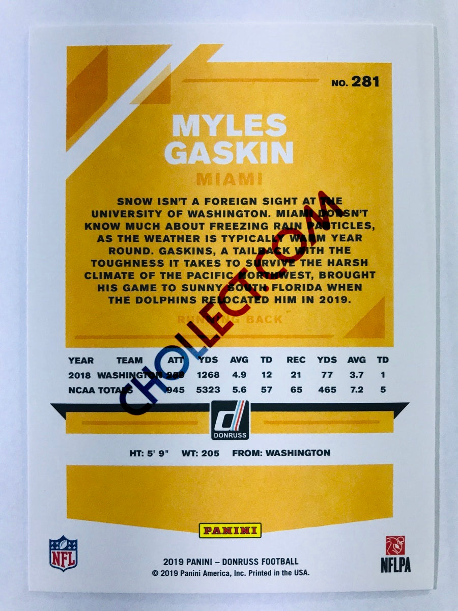 Myles Gaskin - Miami Dolphins 2019-20 Panini Donruss RC Rookie #281