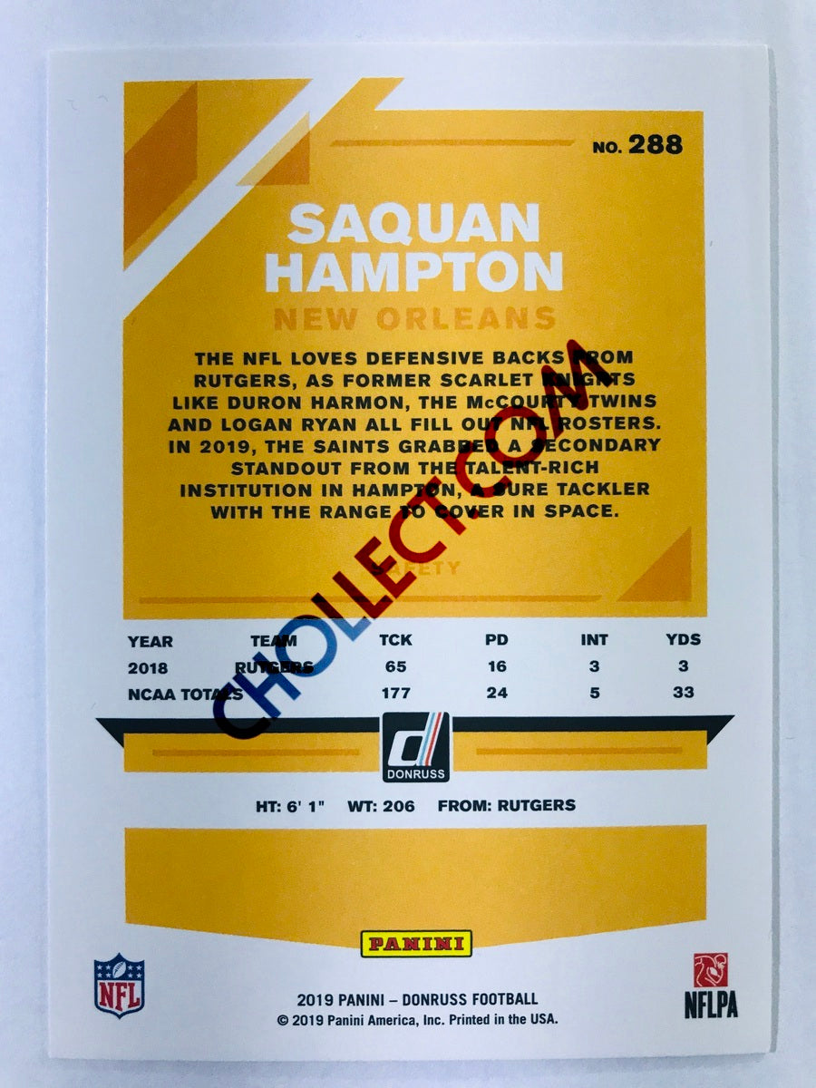 Saquan Hampton - New Orleans Saints 2019-20 Panini Donruss RC Rookie #288