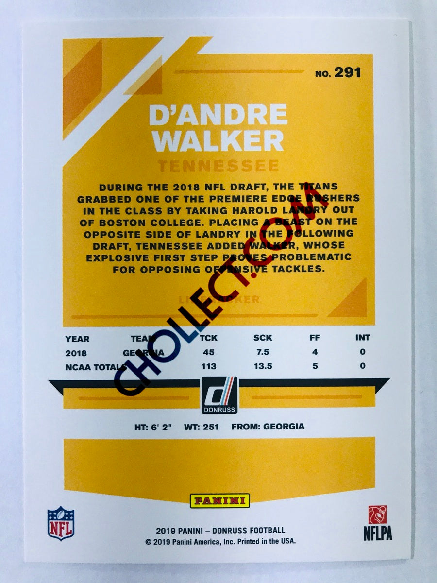 D'Andre Walker - Tennessee Titans 2019-20 Panini Donruss RC Rookie #291