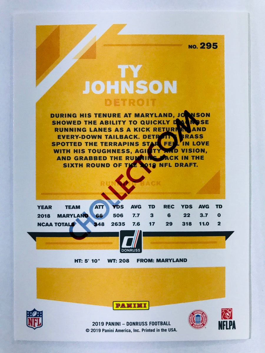 Ty Johnson - Detroit Lions 2019-20 Panini Donruss RC Rookie #295