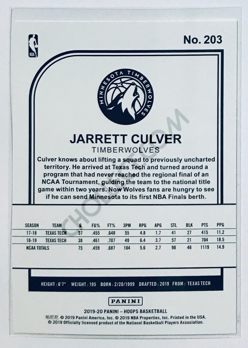 Jarrett Culver - Minnesota Timberwolves 2019-20 Panini NBA Hoops RC Rookie #203