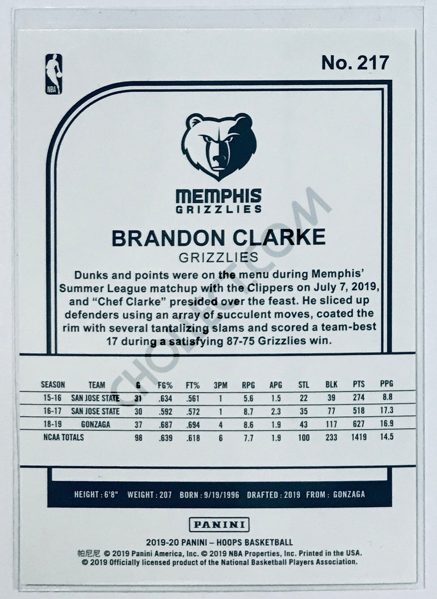 Brandon Clarke - Memphis Grizzlies 2019-20 Panini NBA Hoops RC Rookie #217