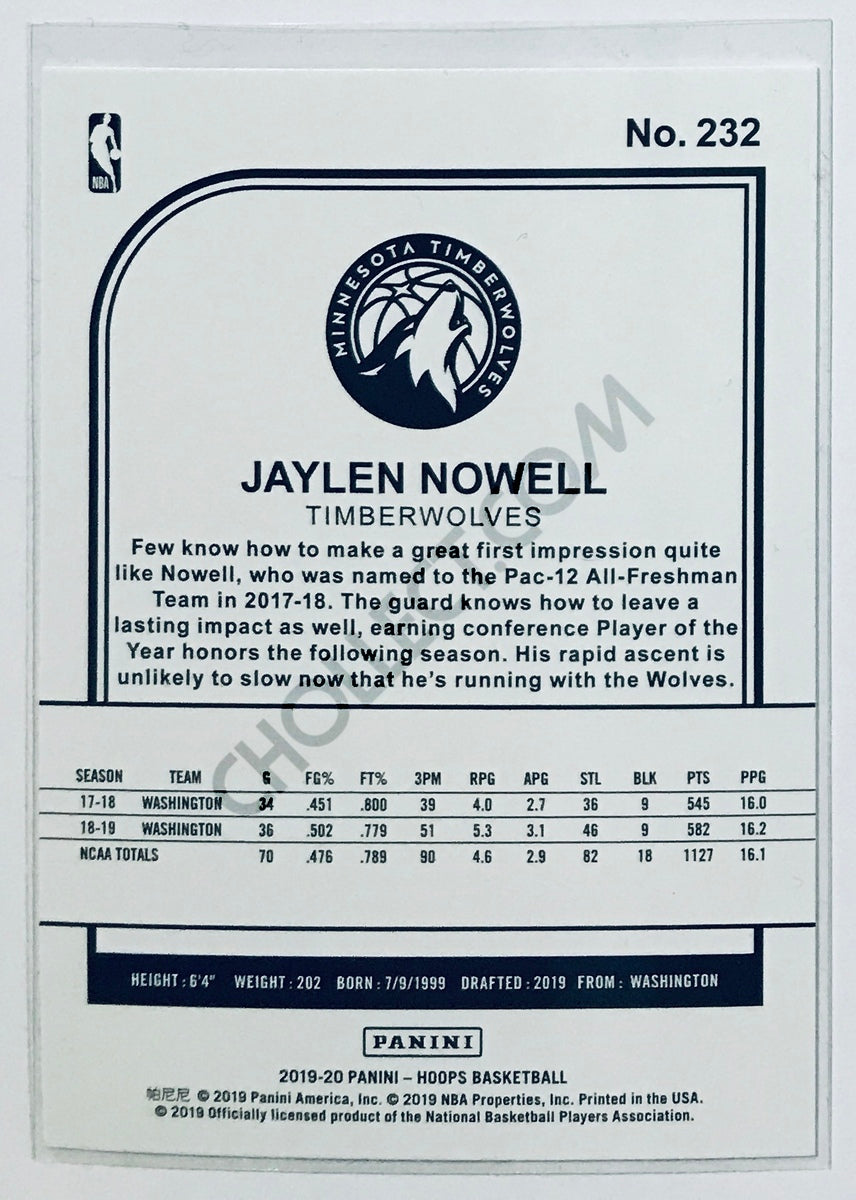 Jaylen Nowell - Minnesota Timberwolves 2019-20 Panini NBA Hoops RC Rookie #232