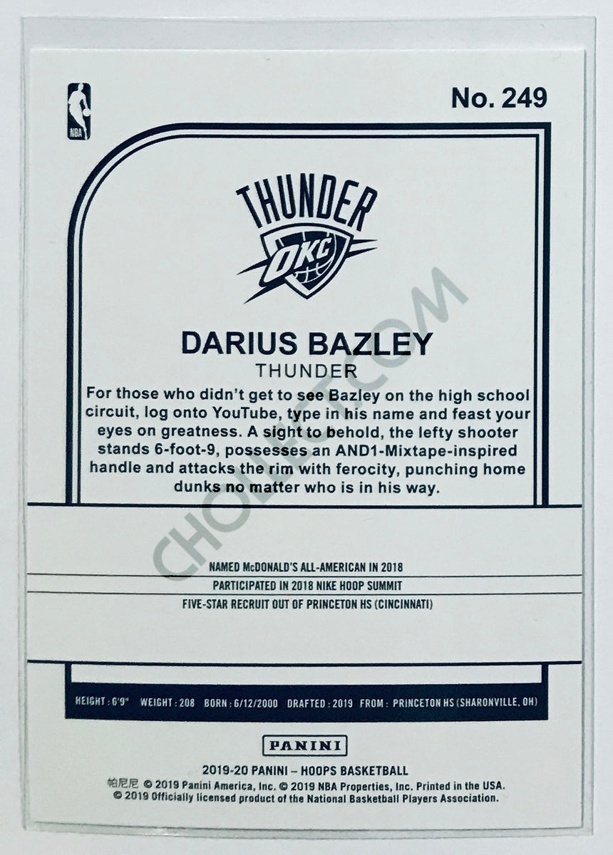 Darius Bazley - Oklahoma City Thunder 2019-20 Panini NBA Hoops RC Rookie #249