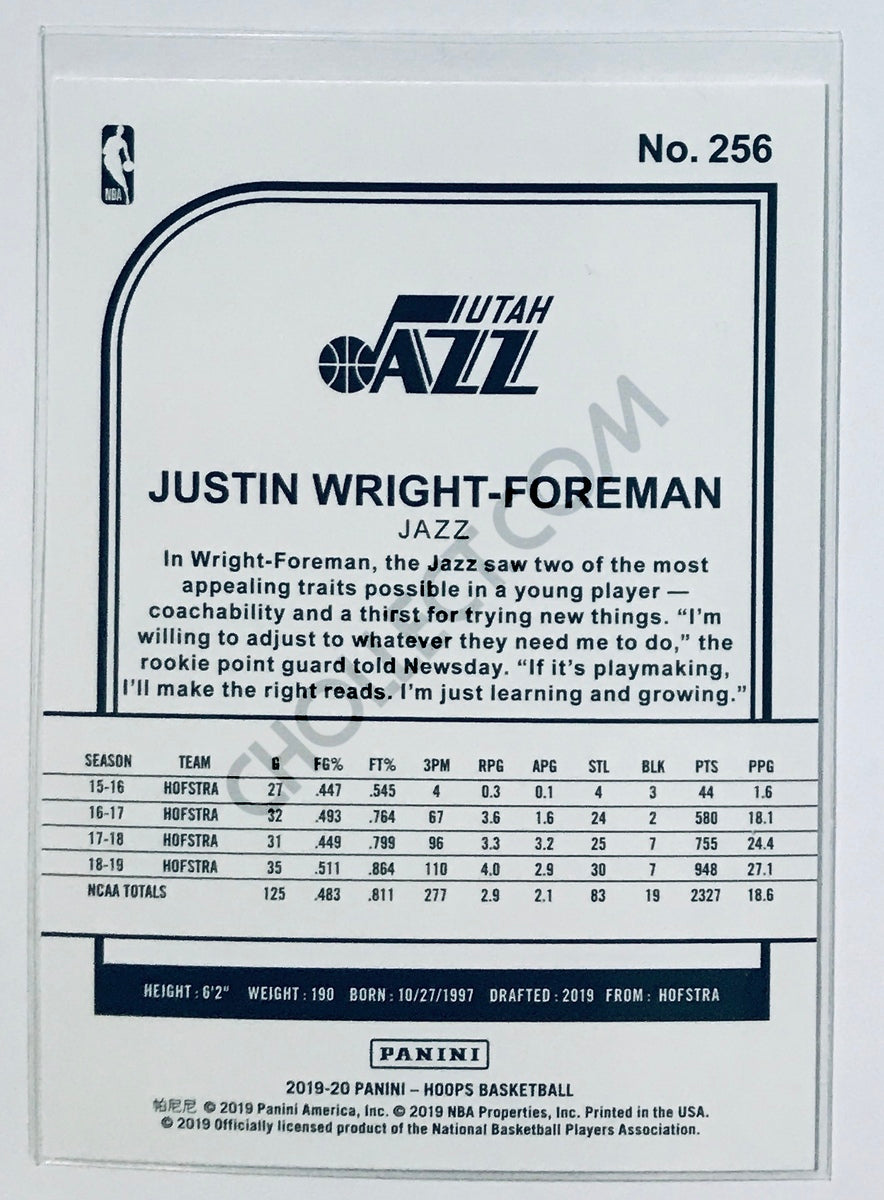 Justin Wright Foreman - Utah Jazz 2019-20 Panini NBA Hoops RC Rookie #256