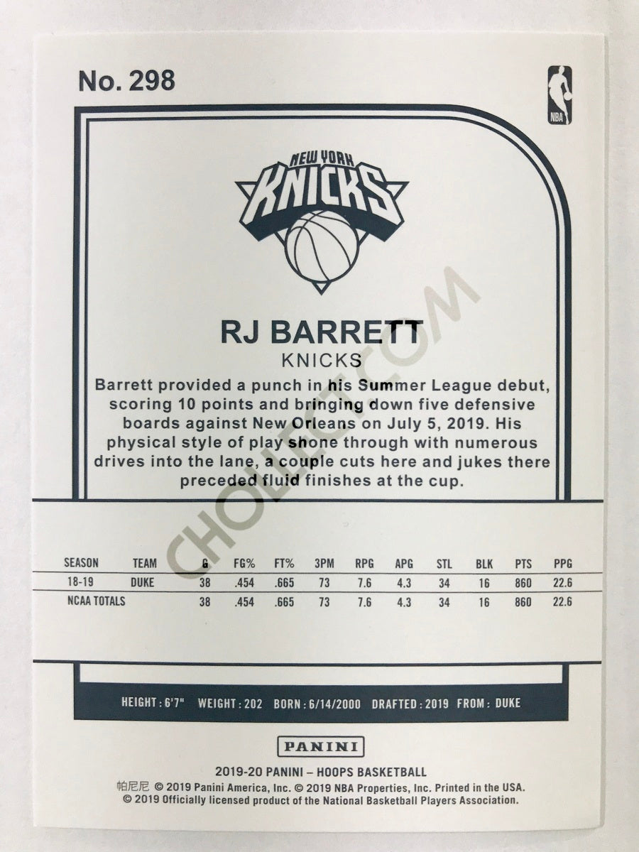 RJ Barrett - New York Knicks 2019-20 Panini Hoops Tribute RC Rookie #298