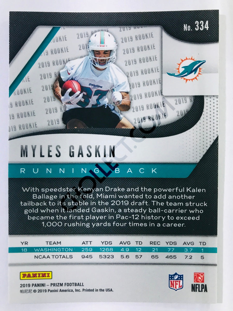 Myles Gaskin - Miami Dolphins 2019-20 Panini Prizm RC Rookie #334