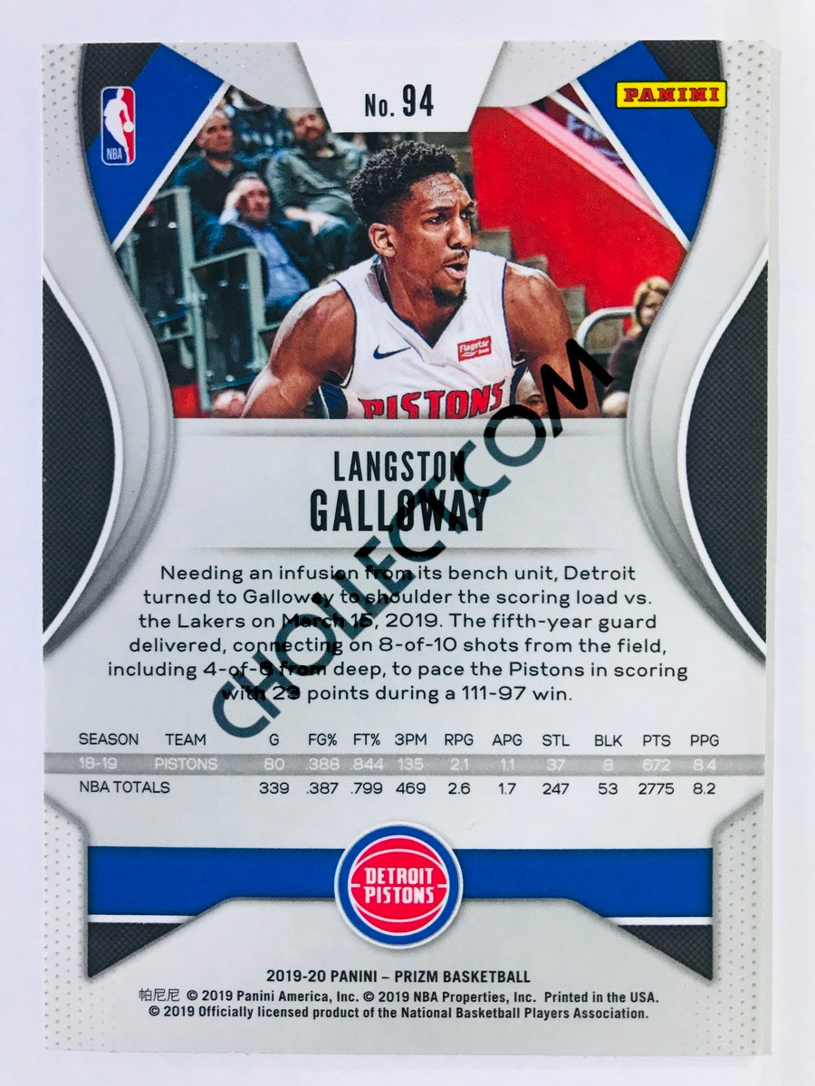 Langston Galloway - Detroit Pistons 2019-20 Panini Prizm #94