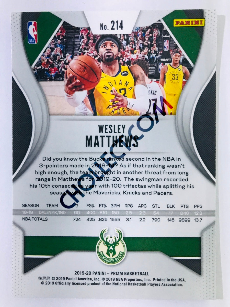 Wesley Matthews - Milwaukee Bucks 2019-20 Panini Prizm #214