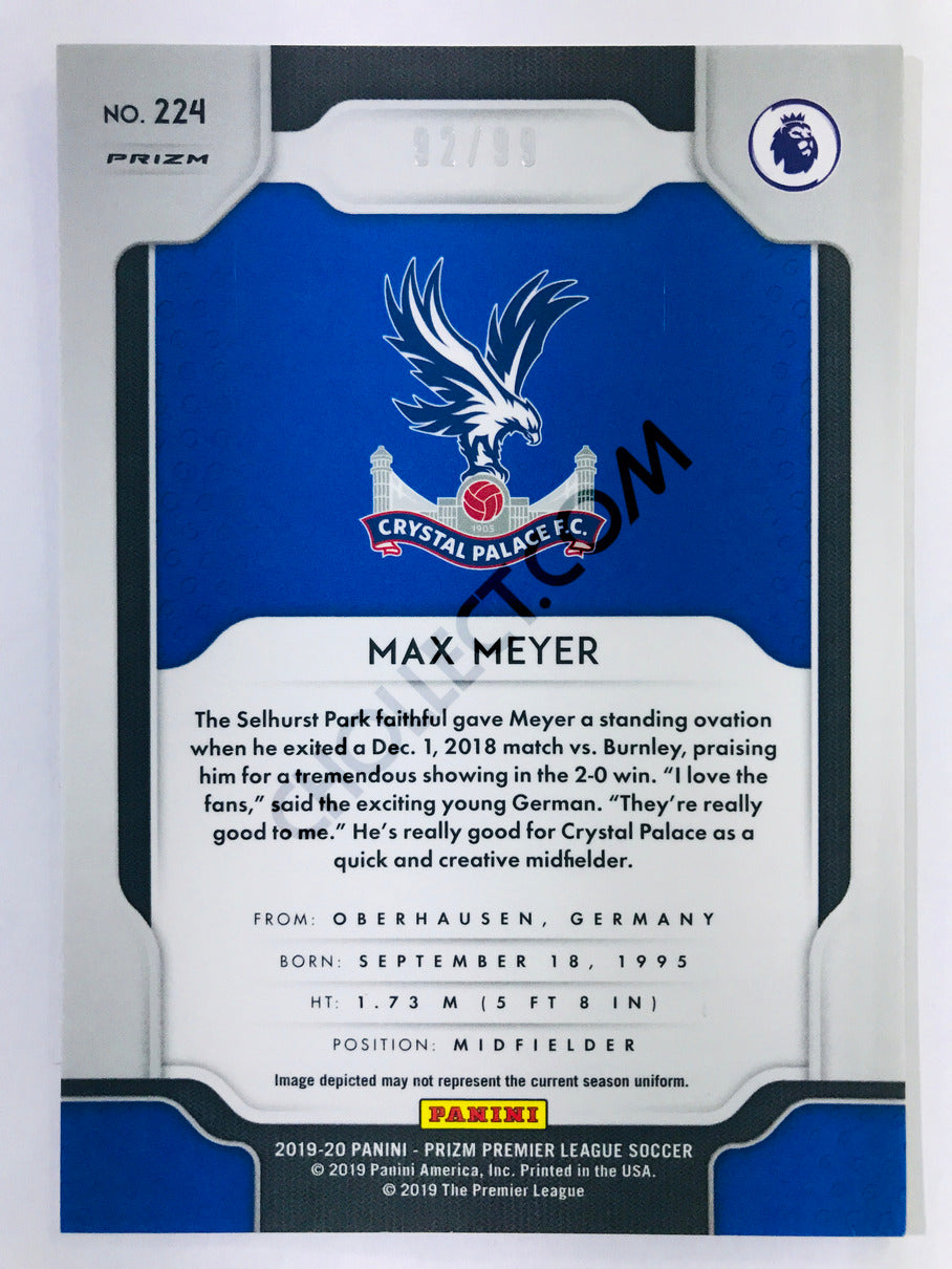 Max Meyer - Crystal Palace 2019-20 Panini Prizm Premier League #224 Purple Parallel /99