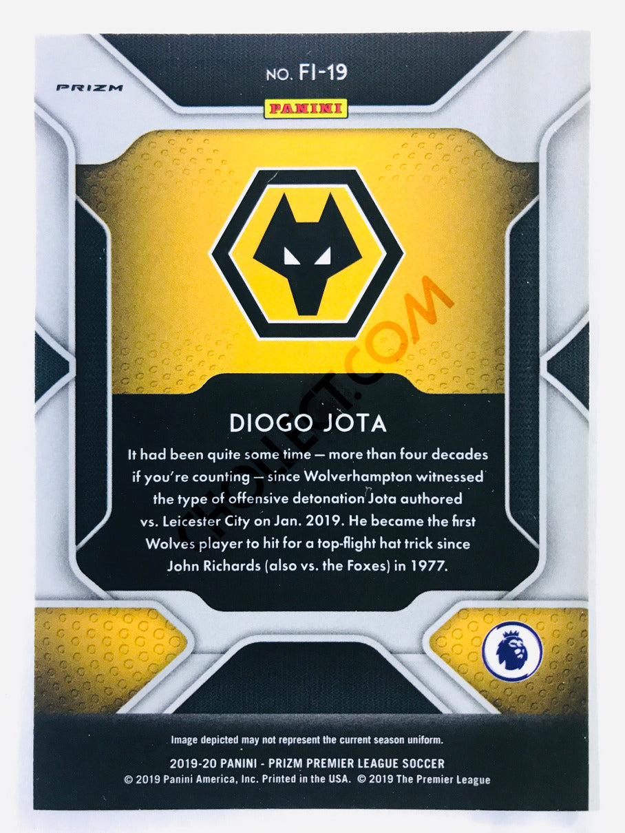 Diogo Jota - Wolverhampton Wanderers 2019-20 Panini Prizm Premier League Fireworks Insert Hyper Parallel #19