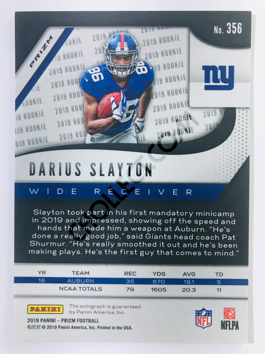 Darius Slayton - New York Giants 2019-20 Panini Prizm RC Rookie Autograph Neon Green Pulsar Parallel Insert #356