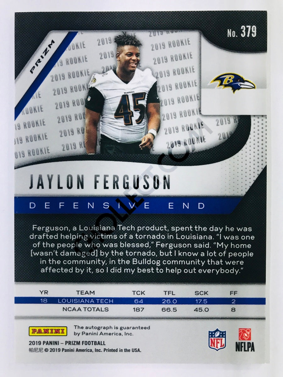 Jaylon Ferguson - Baltimore Ravens 2019-20 Panini Prizm RC Rookie Autograph Neon Green Pulsar Parallel Insert #379