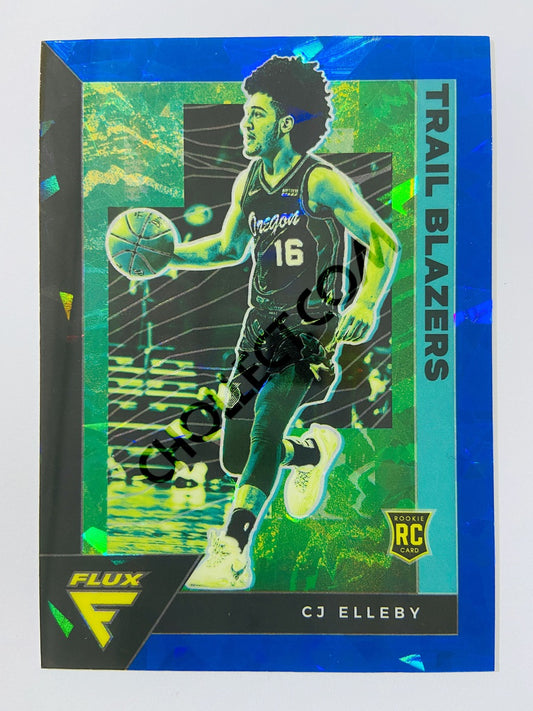 CJ Elleby – Portland Trailblazers 2020-21 Panini Flux Cracked Ice Blue Prizm Parallel RC Rookie #244
