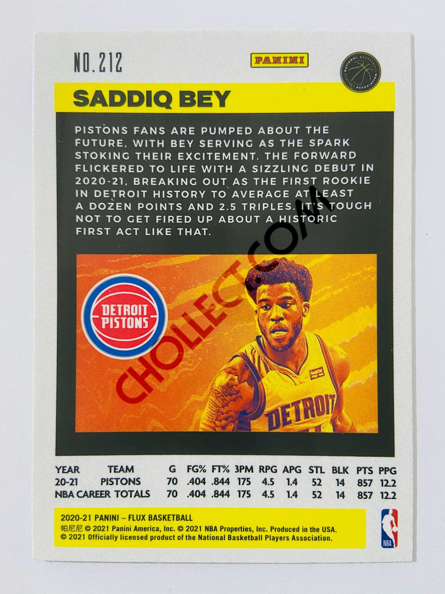 Saddiq Bey – Detroit Pistons 2020-21 Panini Flux RC Rookie #212