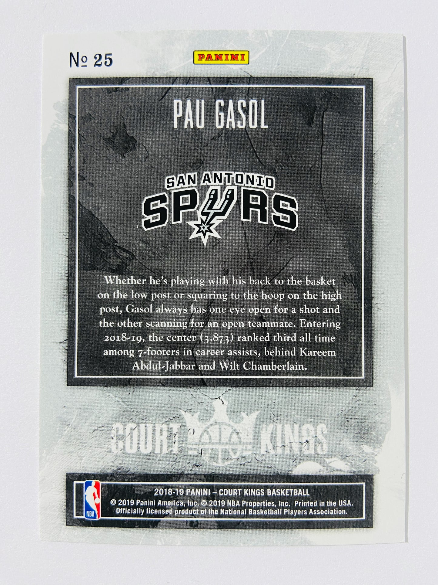 Pau Gasol - San Antonio Spurs 2018-19 Panini Court Kings #25