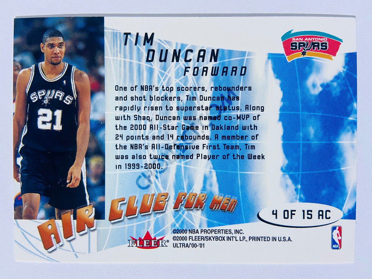 Tim Duncan - San Antonio Spurs 2000-01 Fleer Ultra Air Club for Men #4
