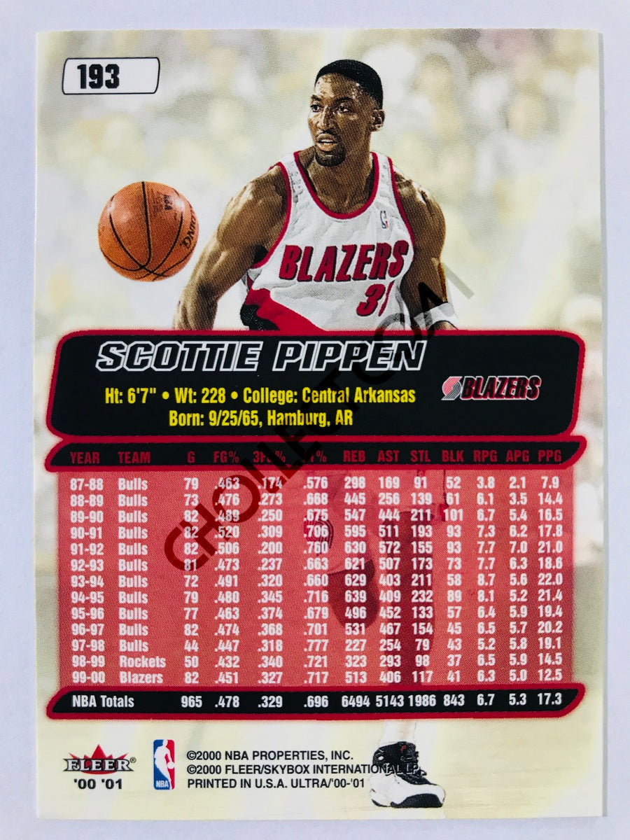 Scottie Pippen - Portland Trail Blazers 2000-01 Fleer Ultra #193